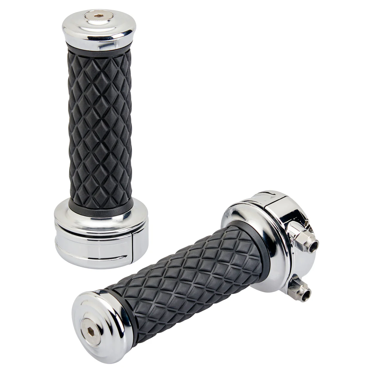 1" AlumiCore Custom Grips with 2-Cable Throttle - Chrome - Image 2