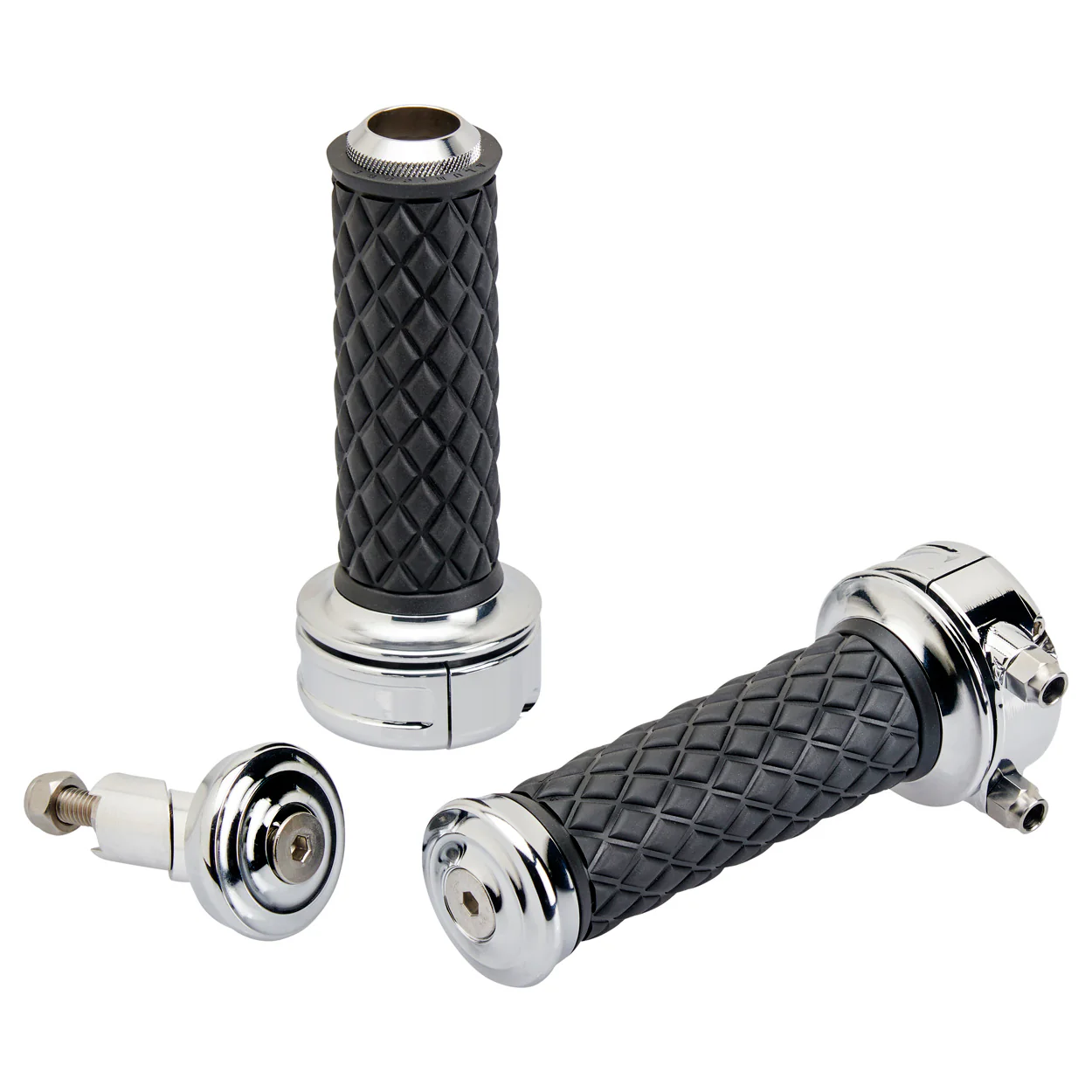 1" AlumiCore Custom Grips with 2-Cable Throttle - Chrome - Image 3