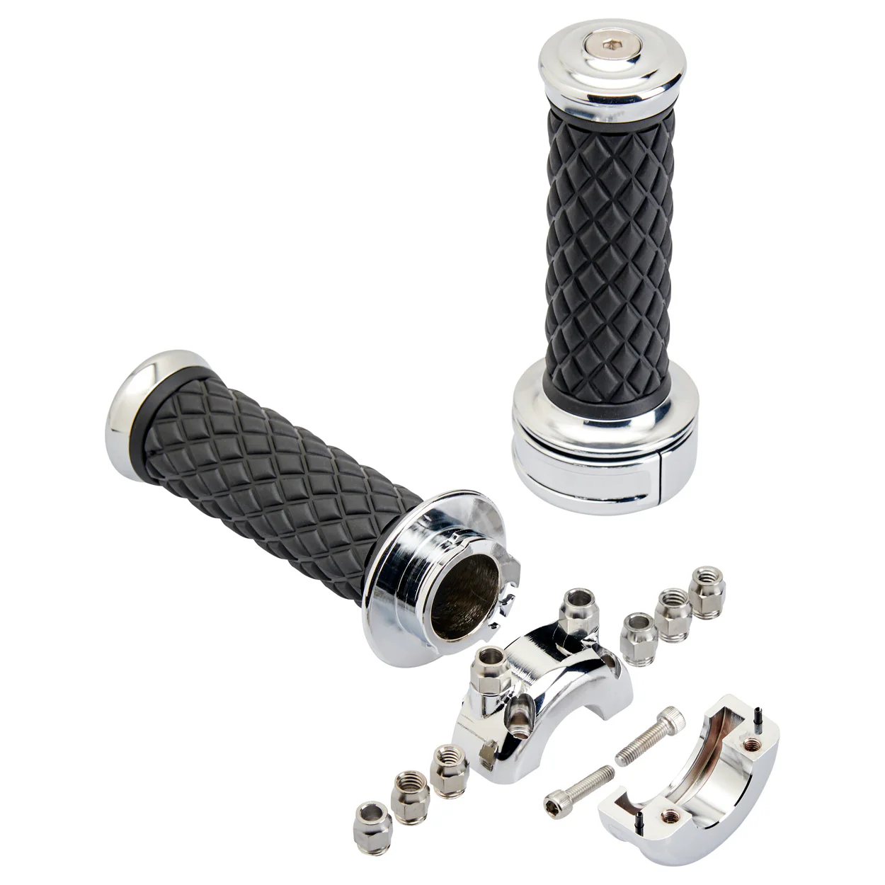 1" AlumiCore Custom Grips with 2-Cable Throttle - Chrome - Image 4