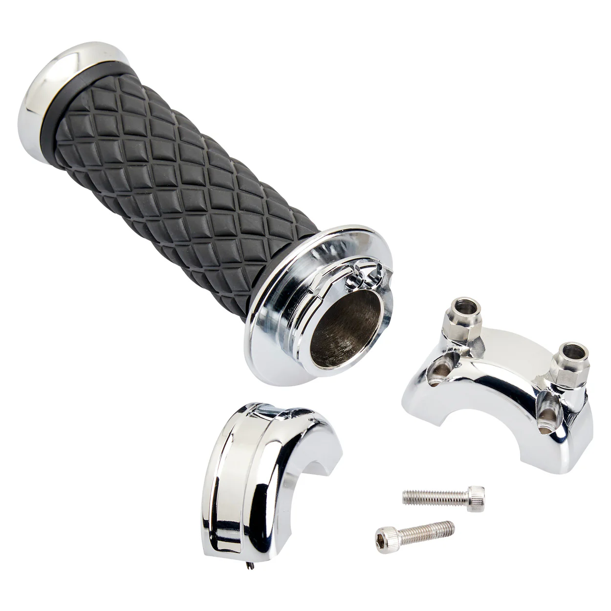 1" AlumiCore Custom Grips with 2-Cable Throttle - Chrome - Image 5