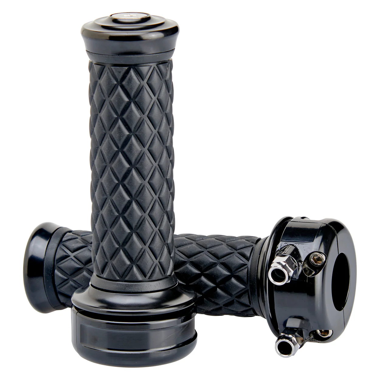 1" AlumiCore Custom Grips with 2-Cable Throttle - Black Electroplate