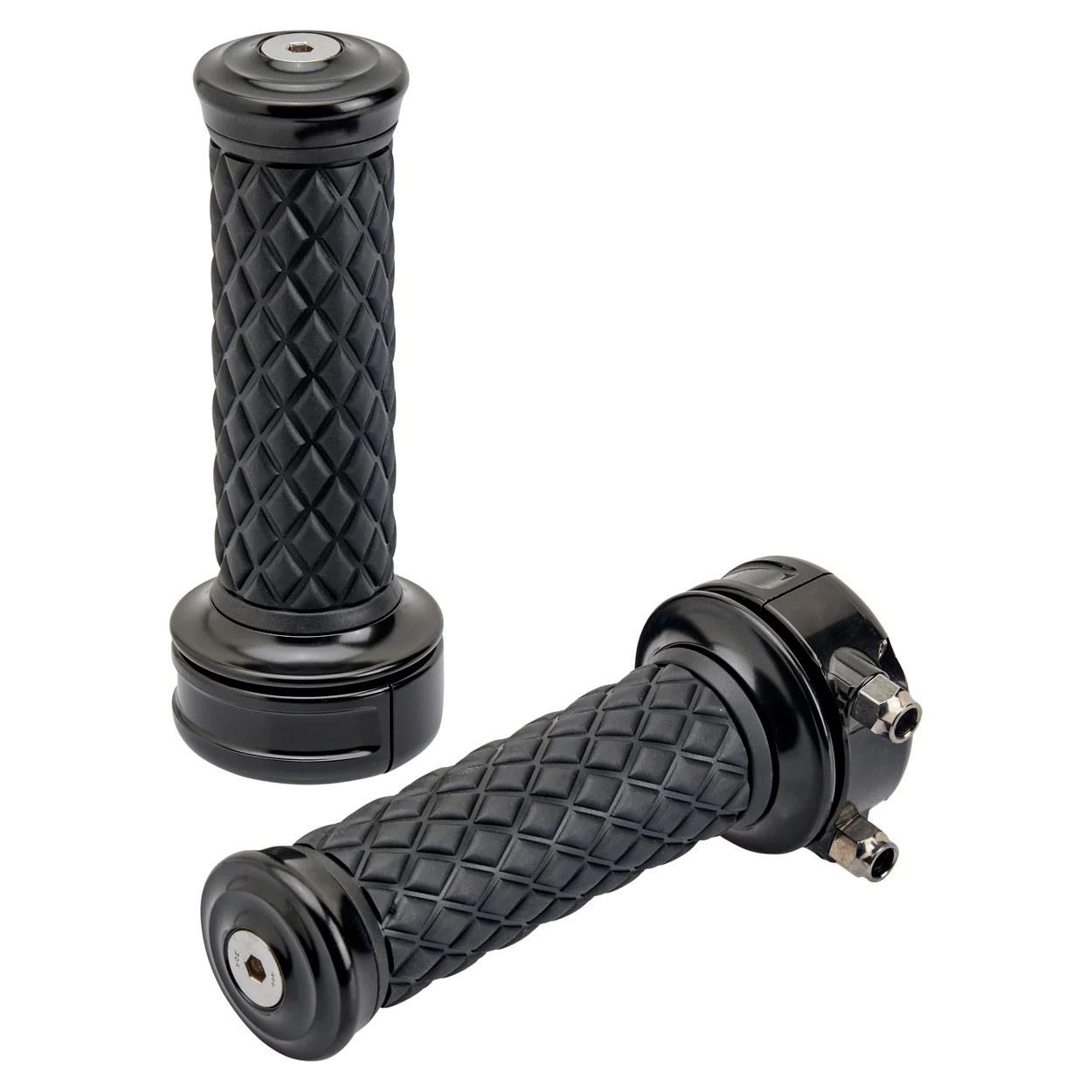 1" AlumiCore Custom Grips with 2-Cable Throttle - Black Electroplate - Image 2