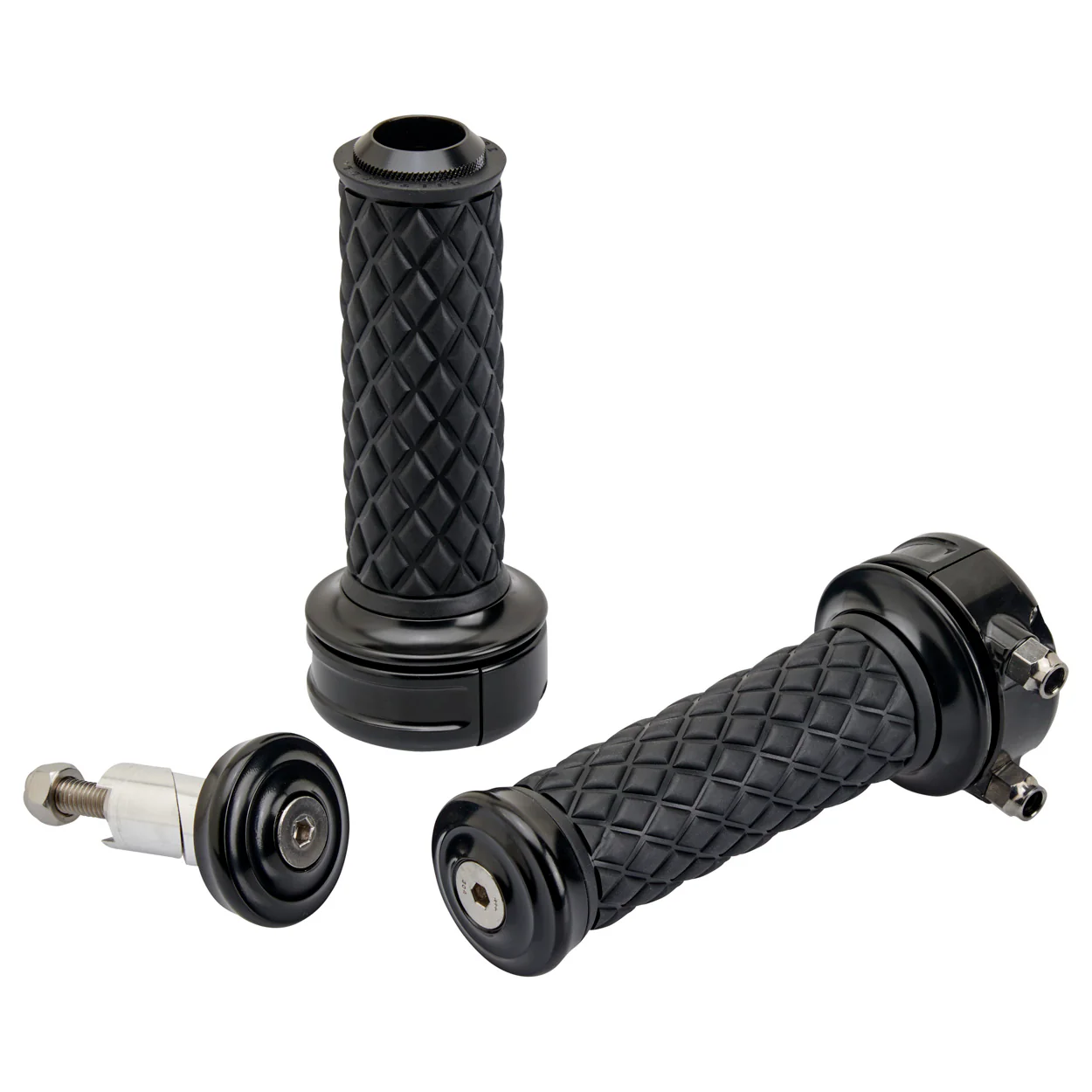 1" AlumiCore Custom Grips with 2-Cable Throttle - Black Electroplate - Image 3