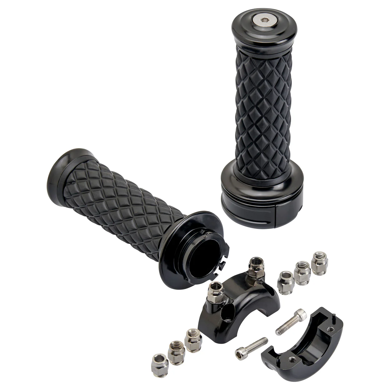 1" AlumiCore Custom Grips with 2-Cable Throttle - Black Electroplate - Image 4