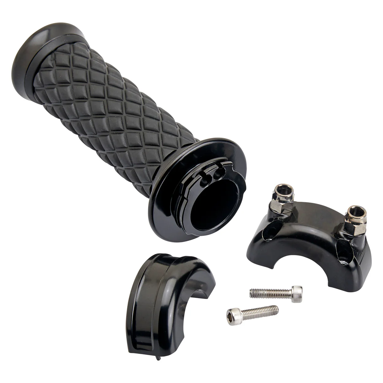 1" AlumiCore Custom Grips with 2-Cable Throttle - Black Electroplate - Image 5