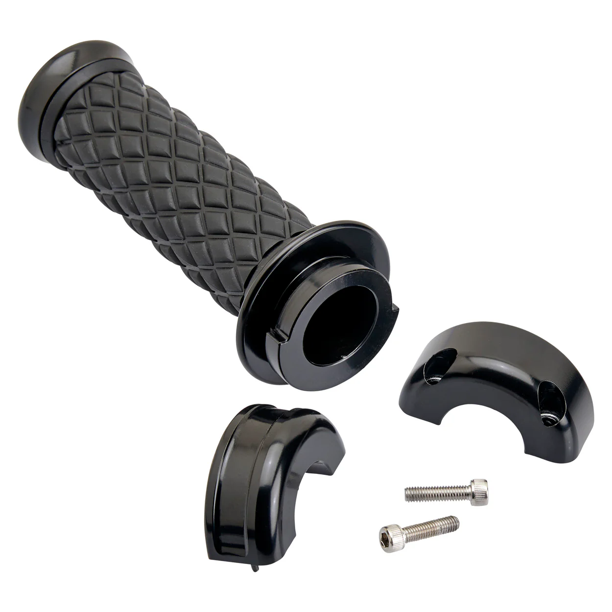 1" AlumiCore Custom Grips with 2-Cable Throttle - Black Electroplate - Image 6