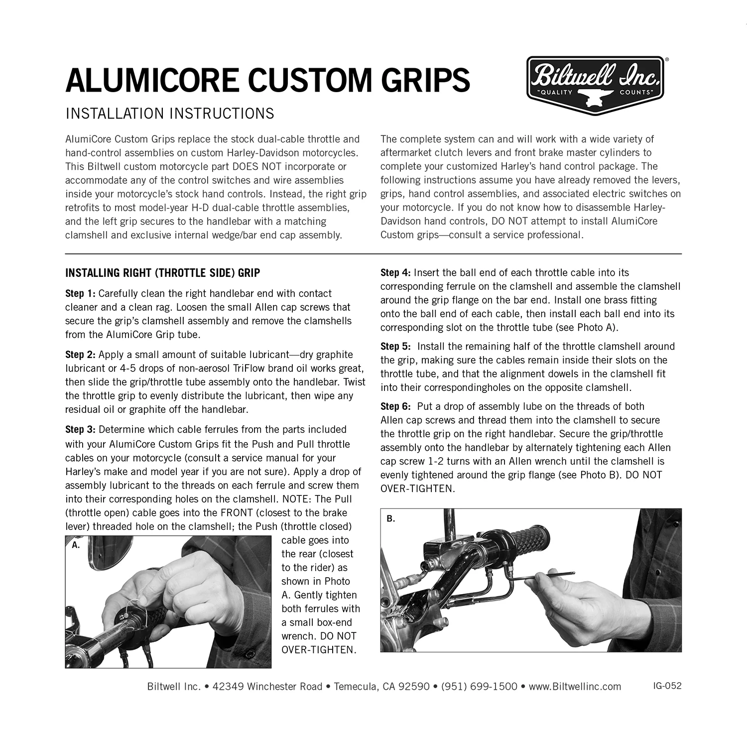 1" AlumiCore Custom Grips with 2-Cable Throttle - Black Electroplate - Image 7