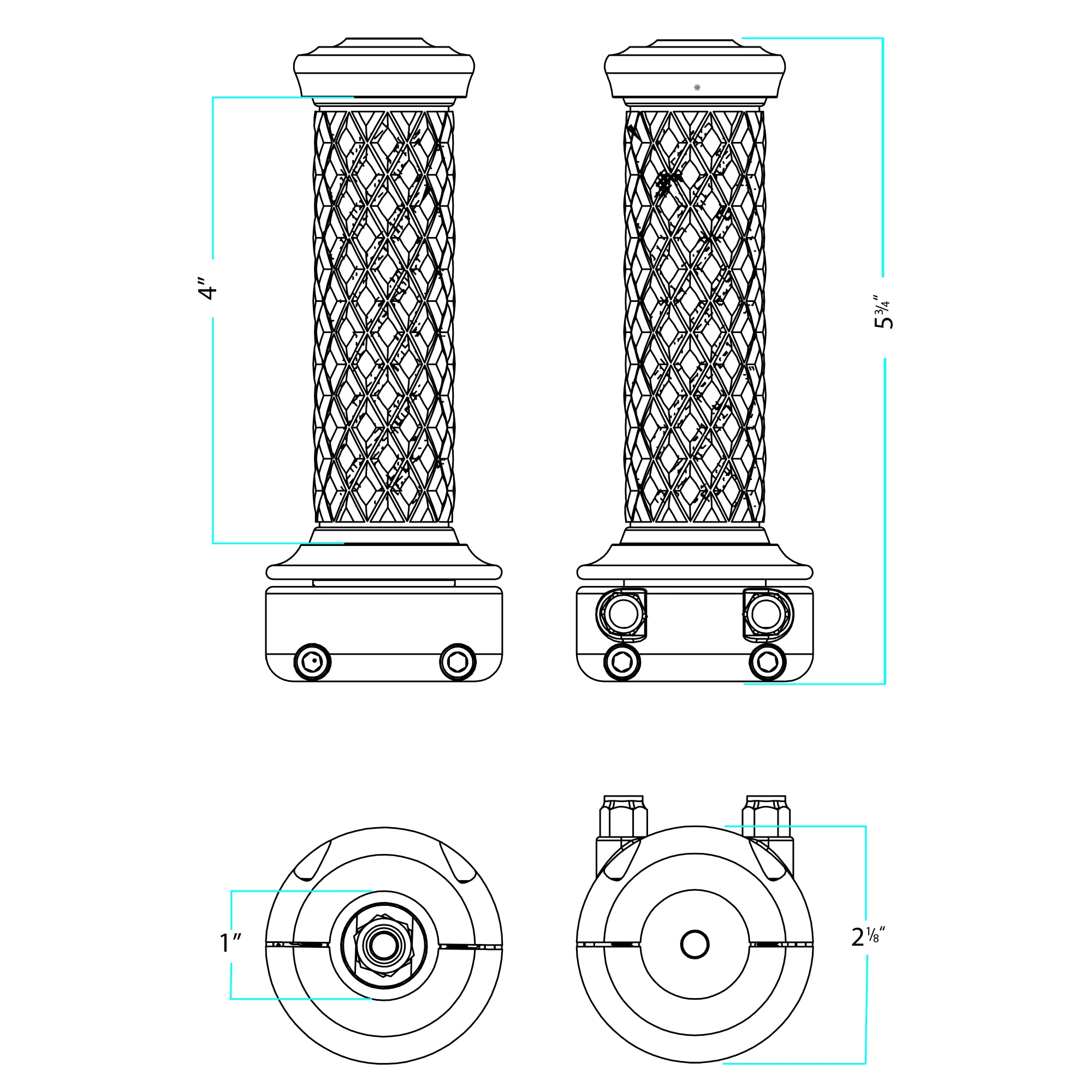 1" AlumiCore Custom Grips with 2-Cable Throttle - Black Electroplate - Image 9
