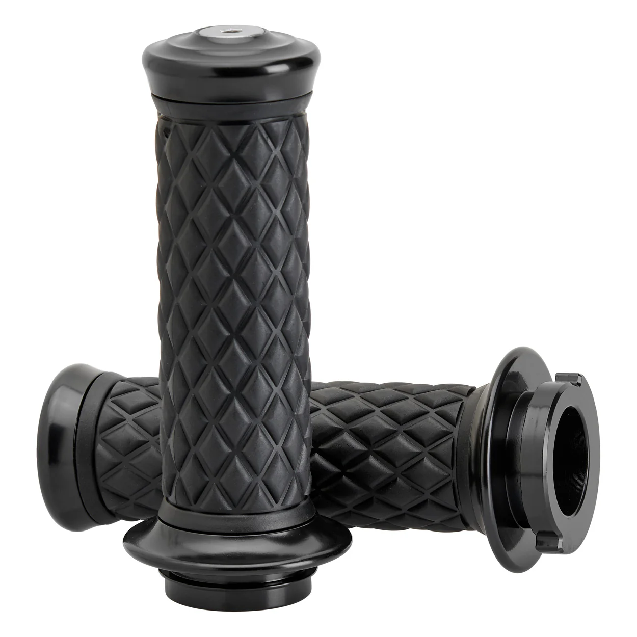 1" AlumiCore TBW Grips For H-D Bars With Internal Vibe Isolator on Clutch Side - Black Electroplate