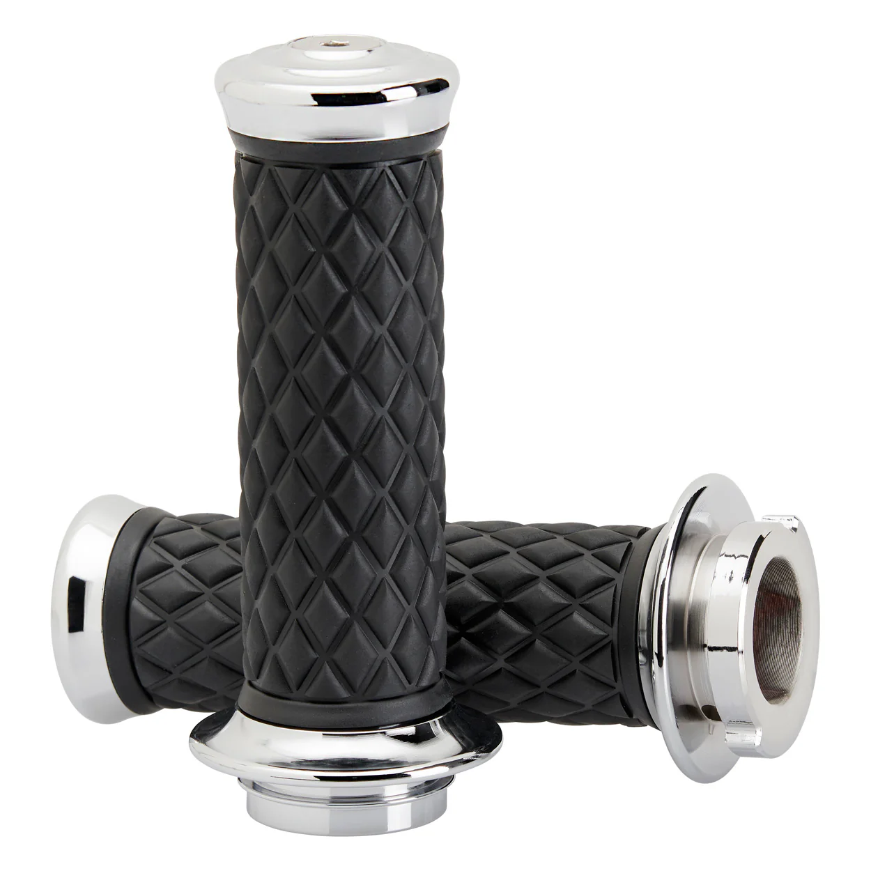 1" AlumiCore TBW Grips For H-D Bars With Internal Vibe Isolator on Clutch Side - Chrome
