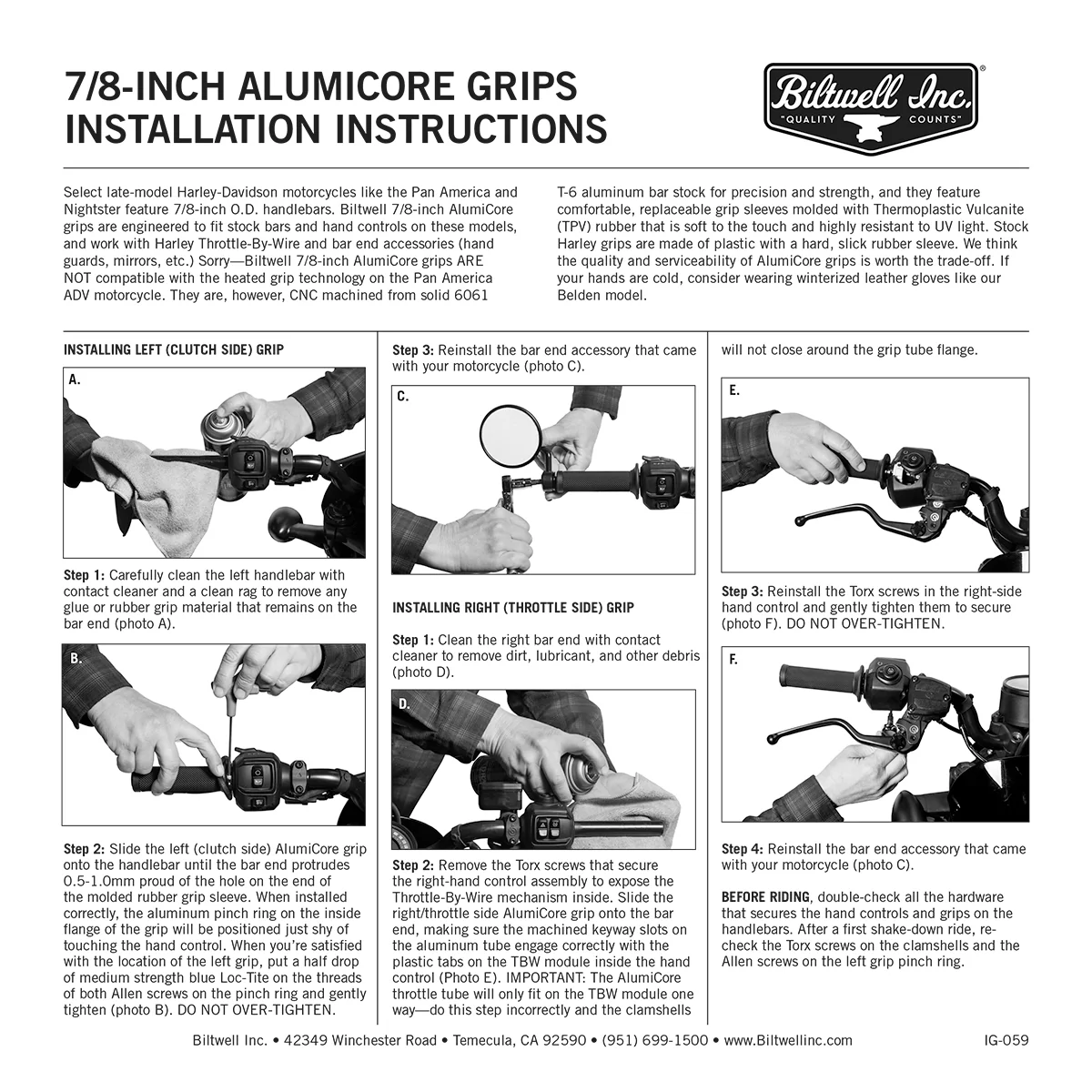 7/8" AlumiCore Grips For '21-Up H-D RA & RH Models - Black Electroplate - Image 8