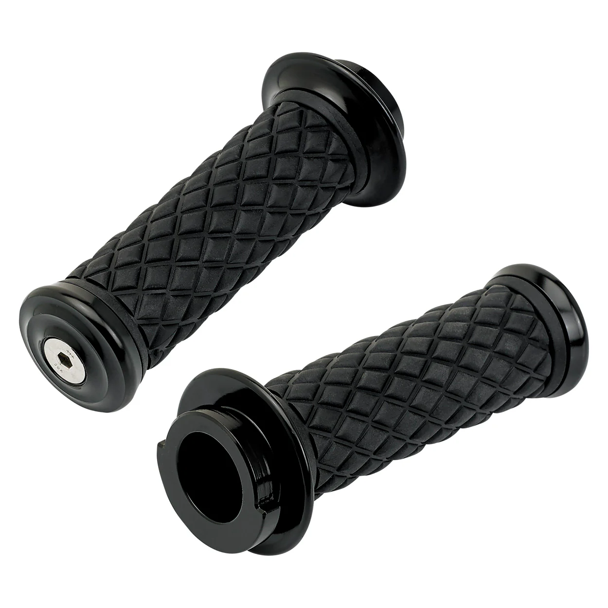 1" AlumiCore TBW Grips For H-D Bars With Hollow Tube End on Clutch Side - Black Electroplate - Image 3