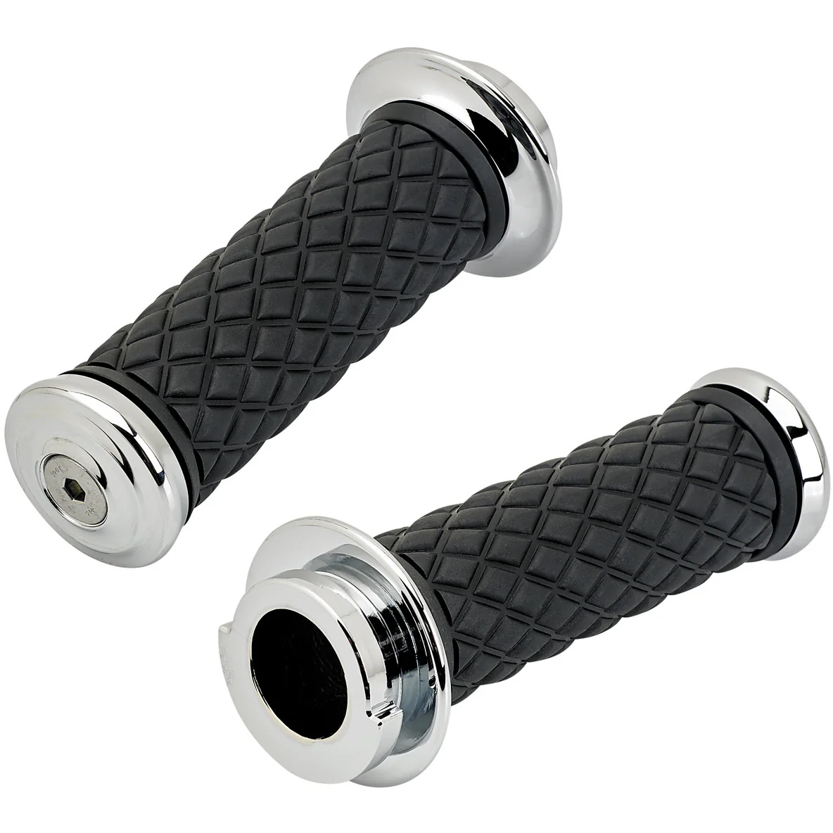 1" AlumiCore TBW Grips For H-D Bars With Hollow Tube End on Clutch Side - Chrome - Image 3