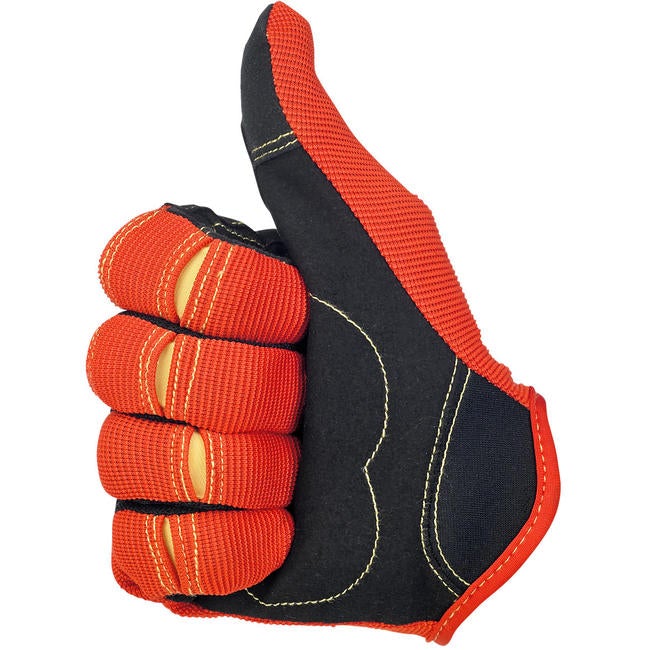CLOSEOUT Moto Gloves - Orange/Black/Yellow - Size X-Small - Image 3