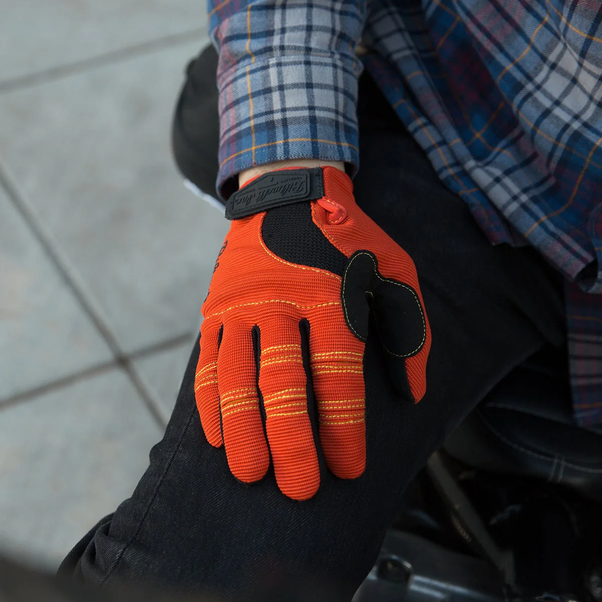 CLOSEOUT Moto Gloves - Orange/Black/Yellow - Size X-Small - Image 5