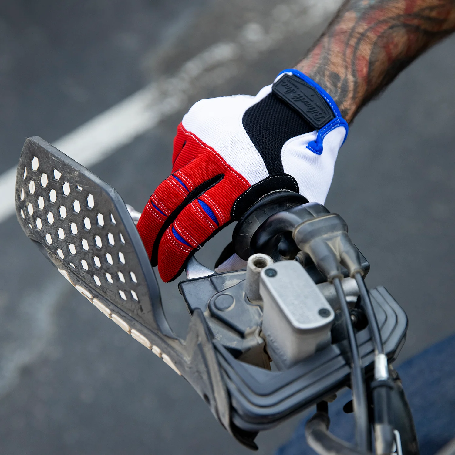 CLOSEOUT Moto Gloves - Red/White/Blue - Image 10