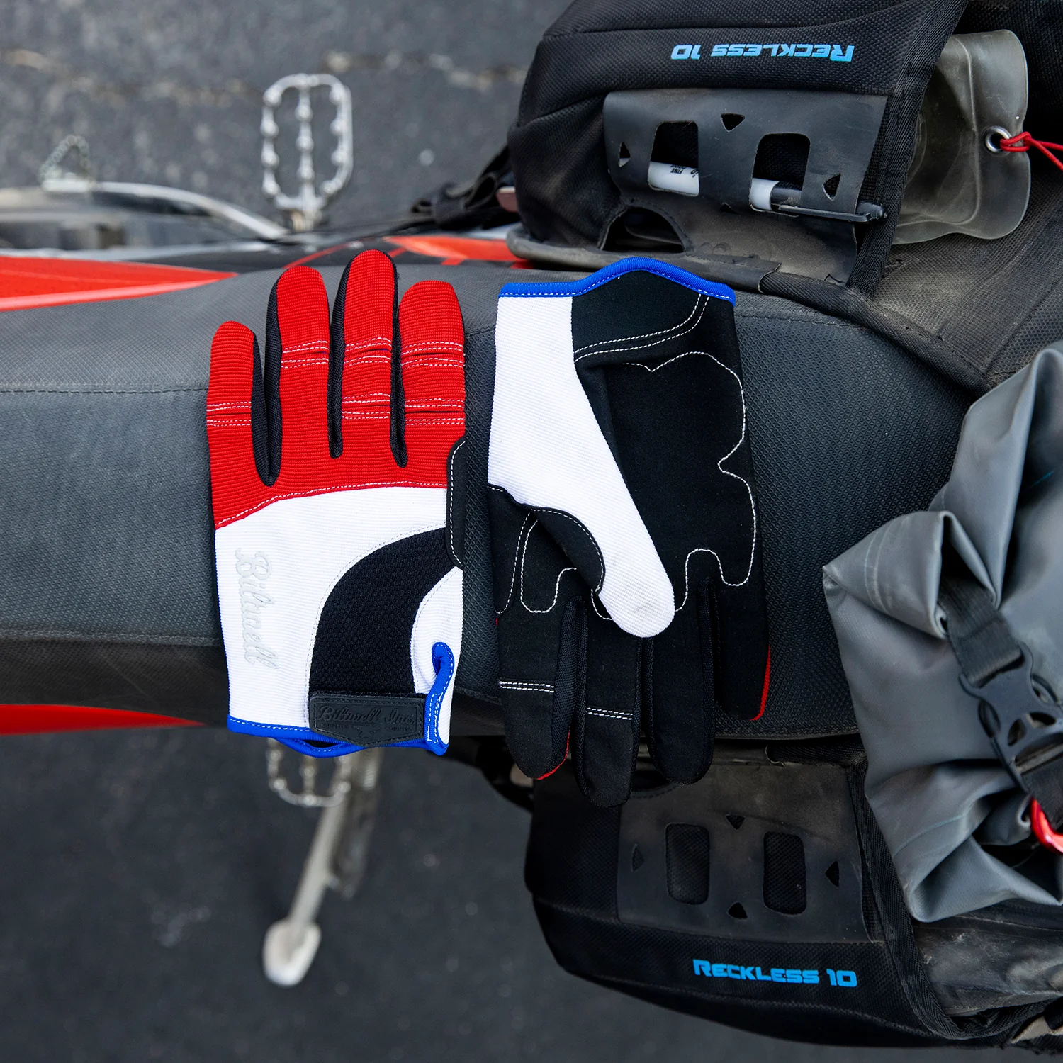CLOSEOUT Moto Gloves - Red/White/Blue - Image 12