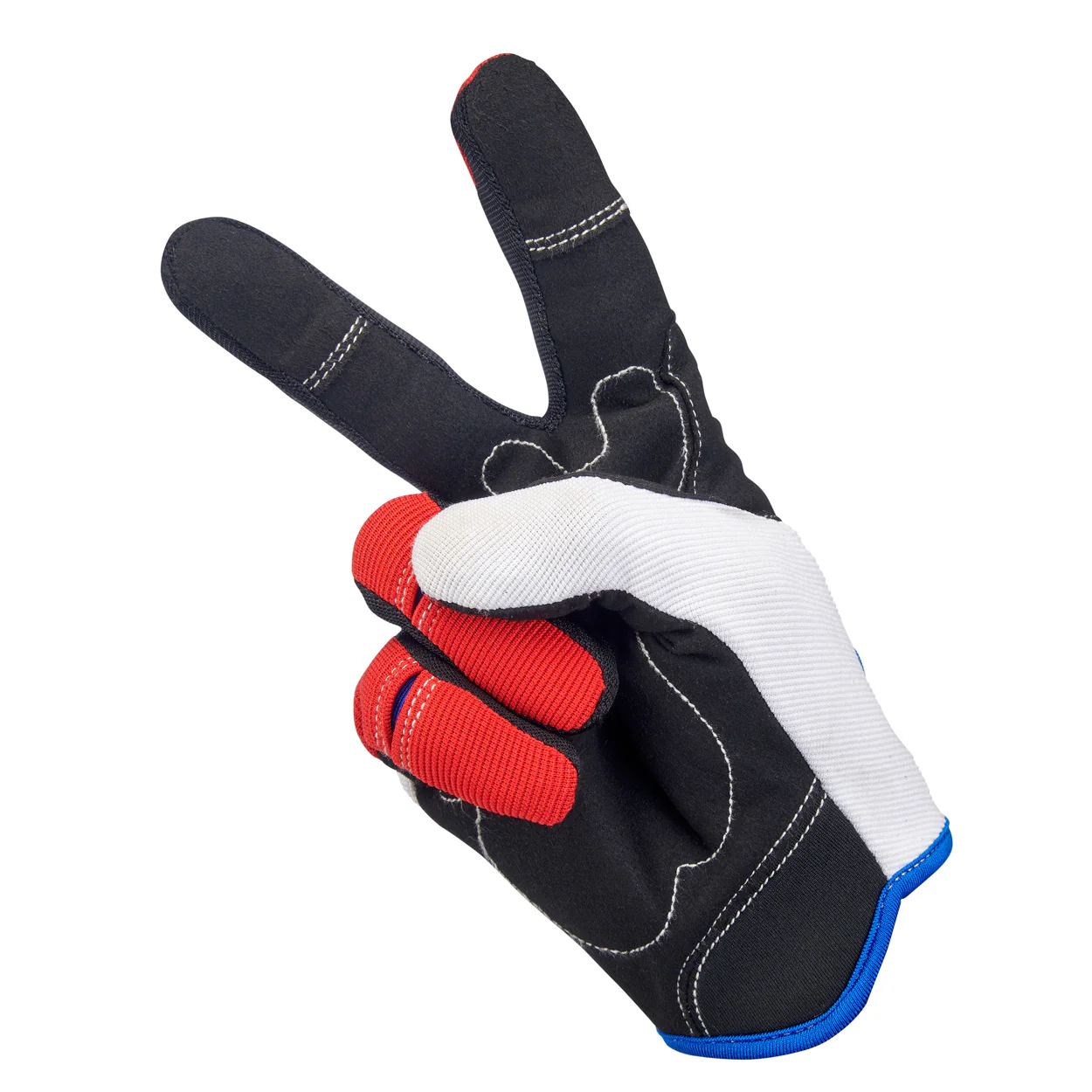 CLOSEOUT Moto Gloves - Red/White/Blue - Image 5