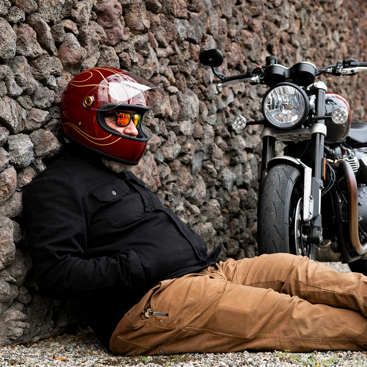 Gringo S Helmet - Gloss Garnet Red Flames - Image 16