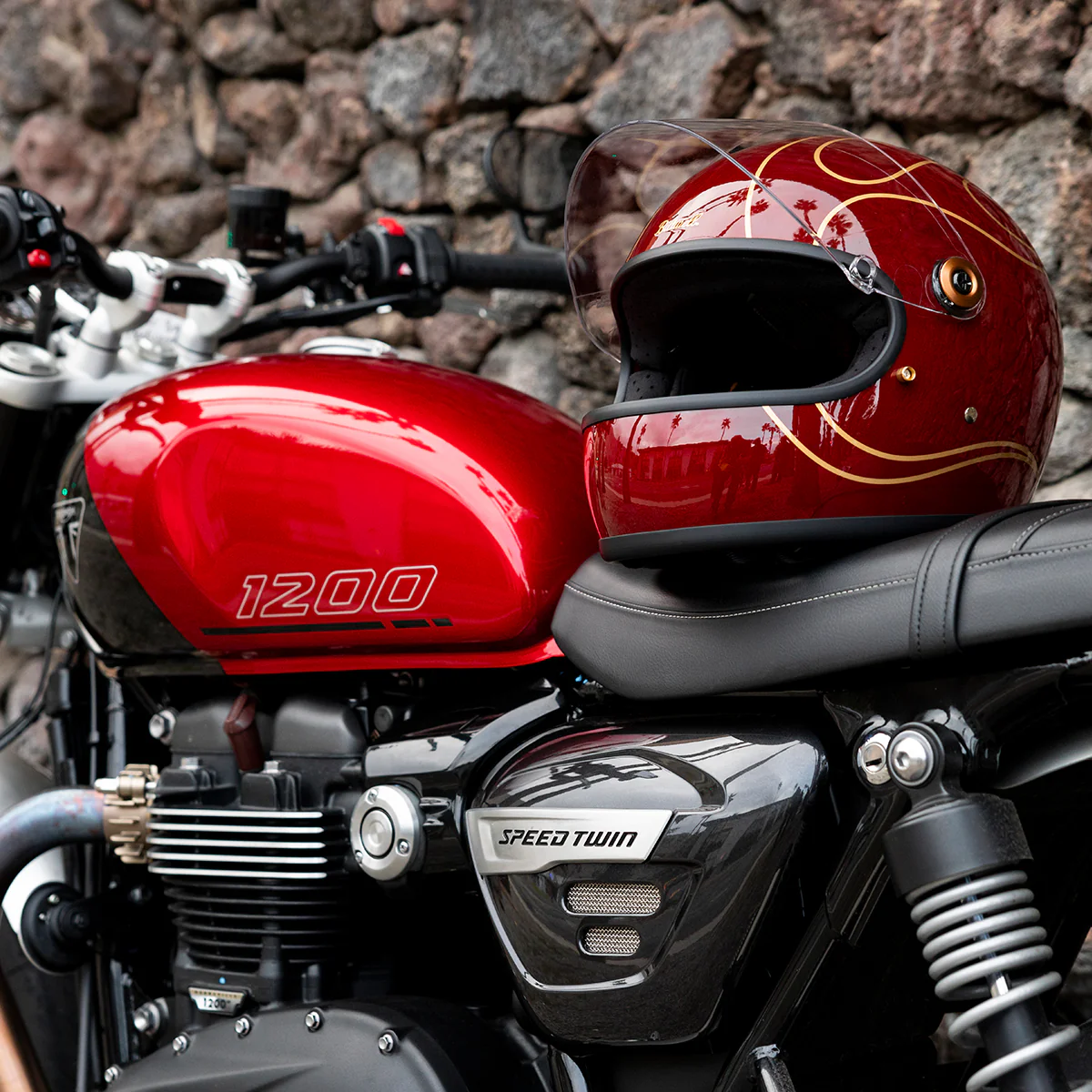 Gringo S Helmet - Gloss Garnet Red Flames - Image 20