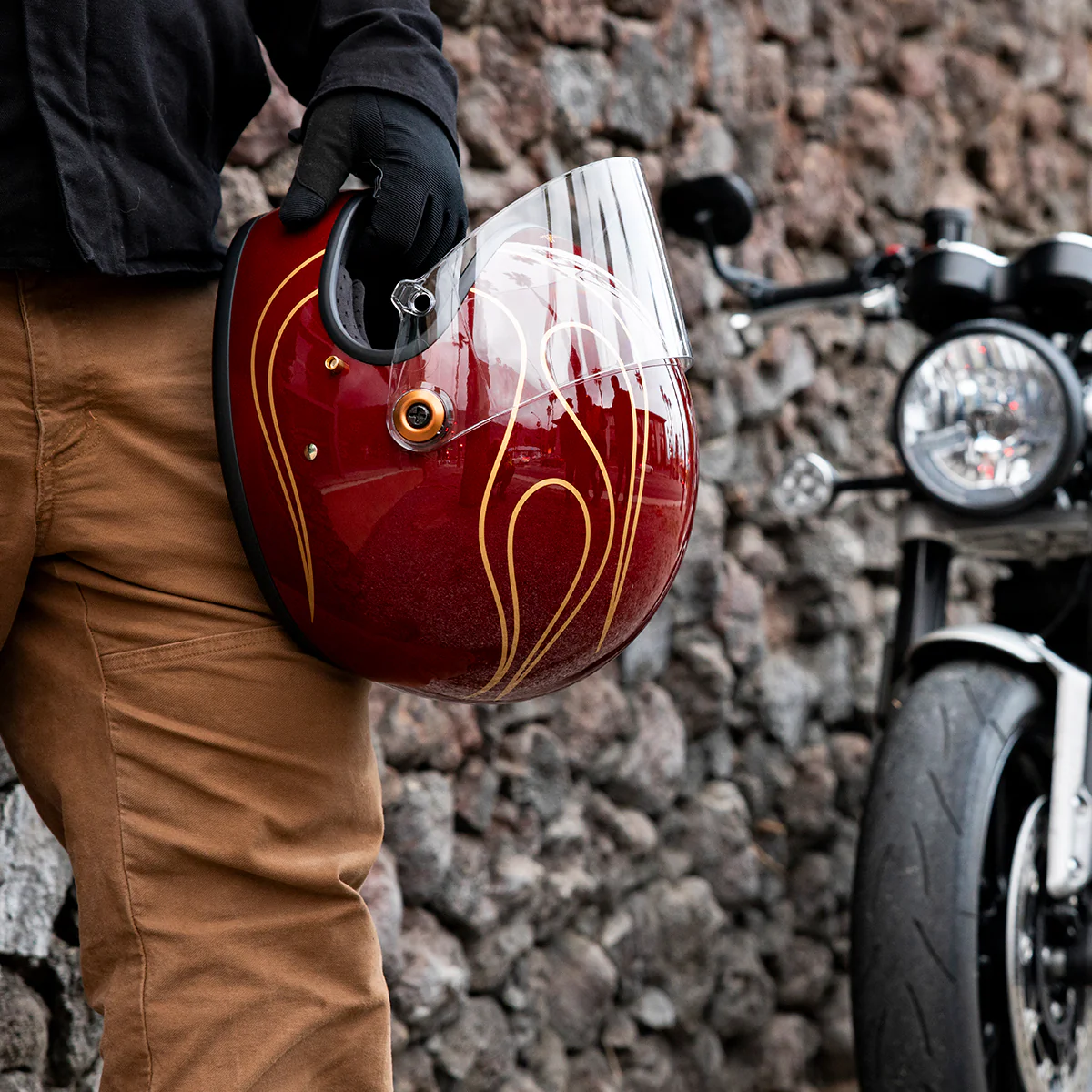 Gringo S Helmet - Gloss Garnet Red Flames - Image 21