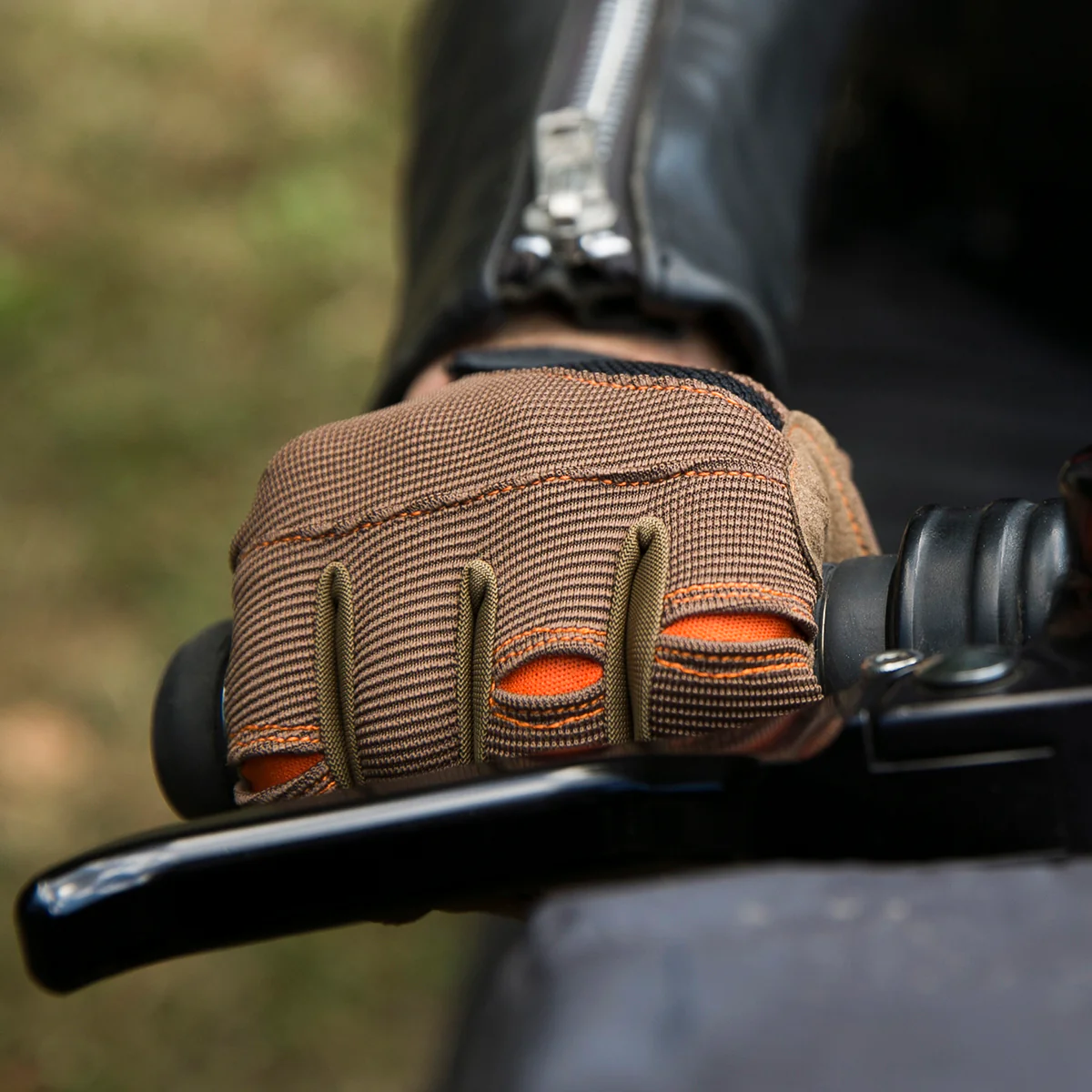 Moto Gloves - Brown/Orange - Image 5