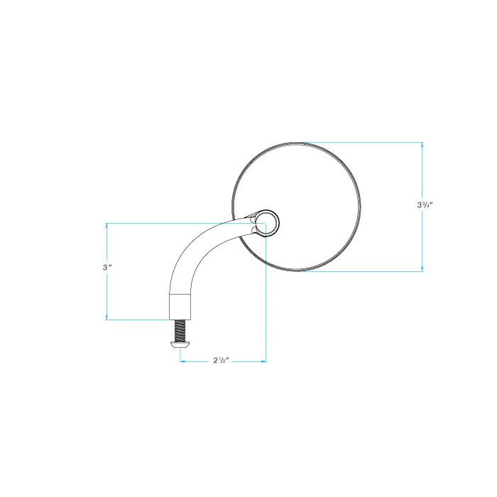 Utility Mirror Round Short Arm CE Perch Mount - Chrome - Image 5