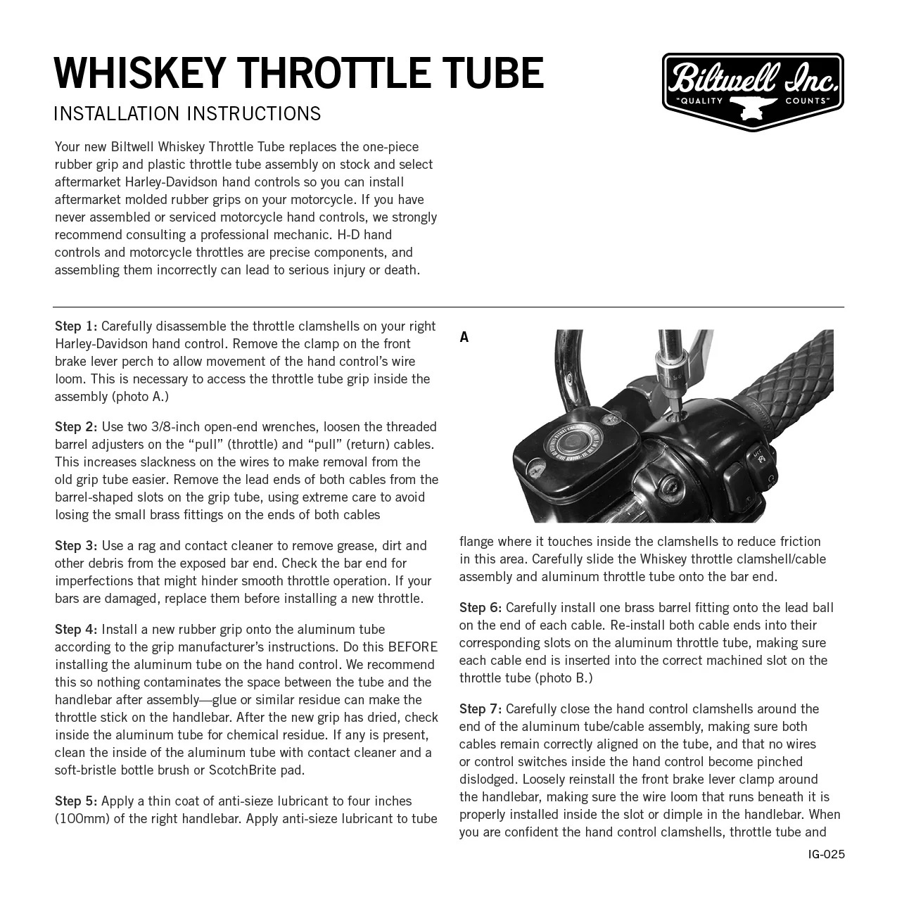 Whiskey Throttle Tube 1" - Black Electroplate - Image 7